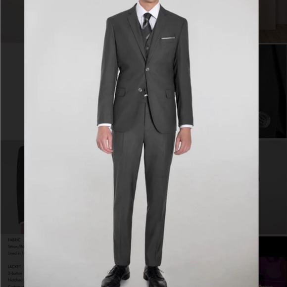 Alain Dupetit Grey Birdseye Three Piece Suit